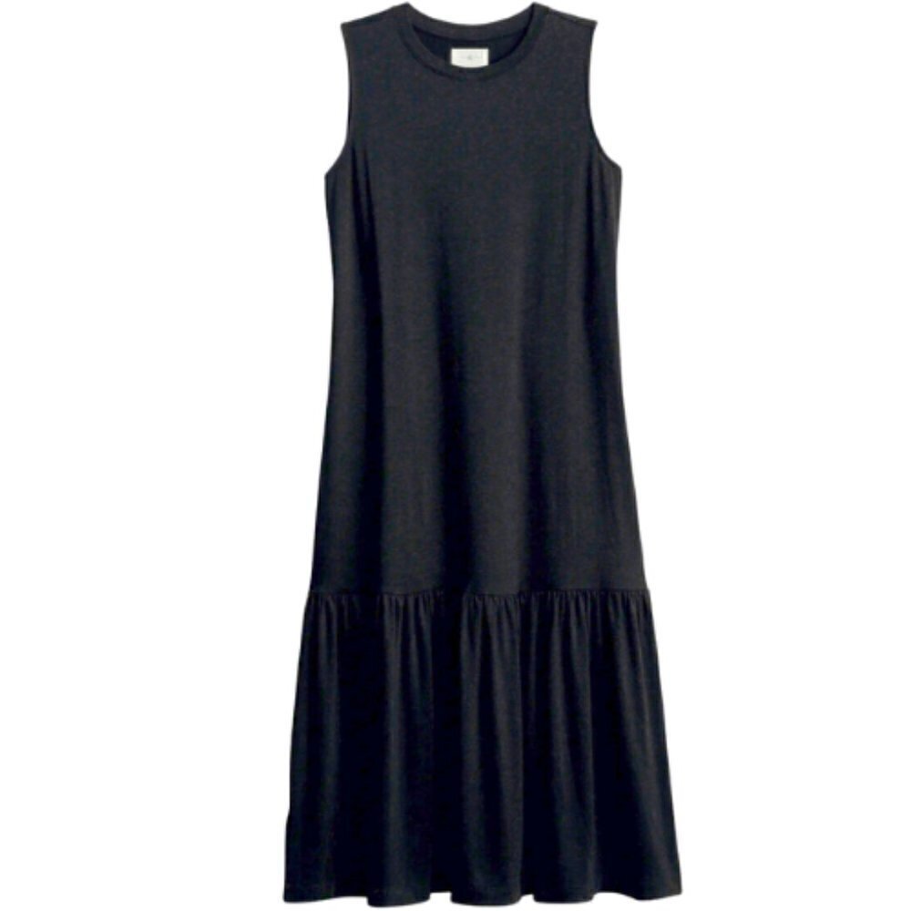 LOU & GREY Black Sleeveless Tier Detail Knit Midi Dress Size S - Picture 2 of 5
